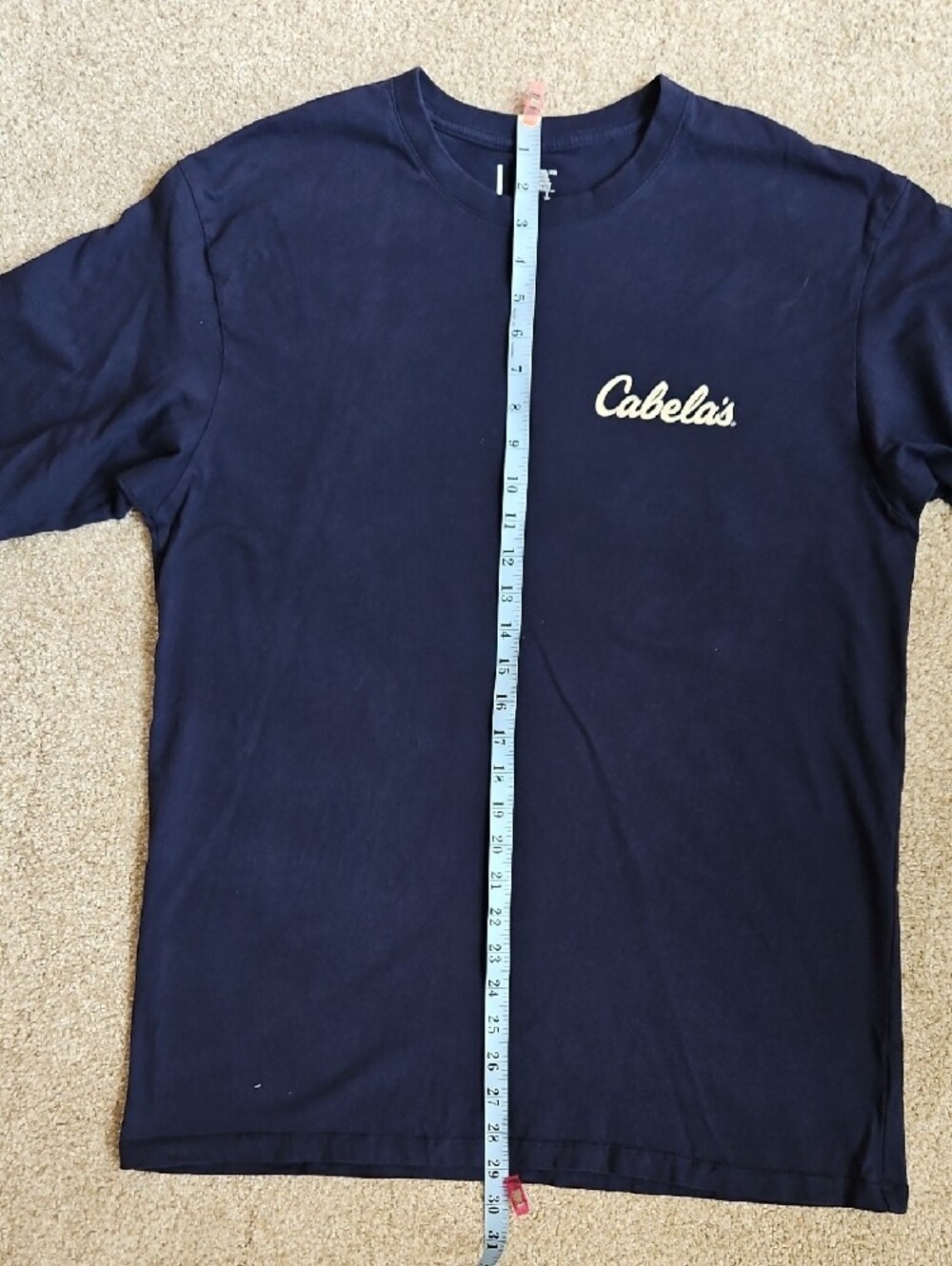 Cabela's Size L Men's Navy Tee with Sunset Deer Graphic On Back - Picture 11 of 12